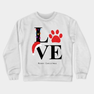 Love text with paw print and colorful light bulb.merry christmas Crewneck Sweatshirt